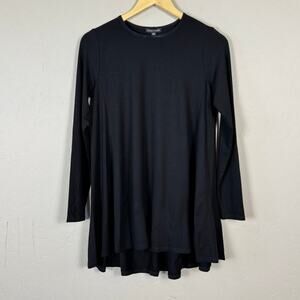 Eileen Fisher Long Sleeve Jersey Knit XS Black Top NWT $128 Dark Goth Whimsy